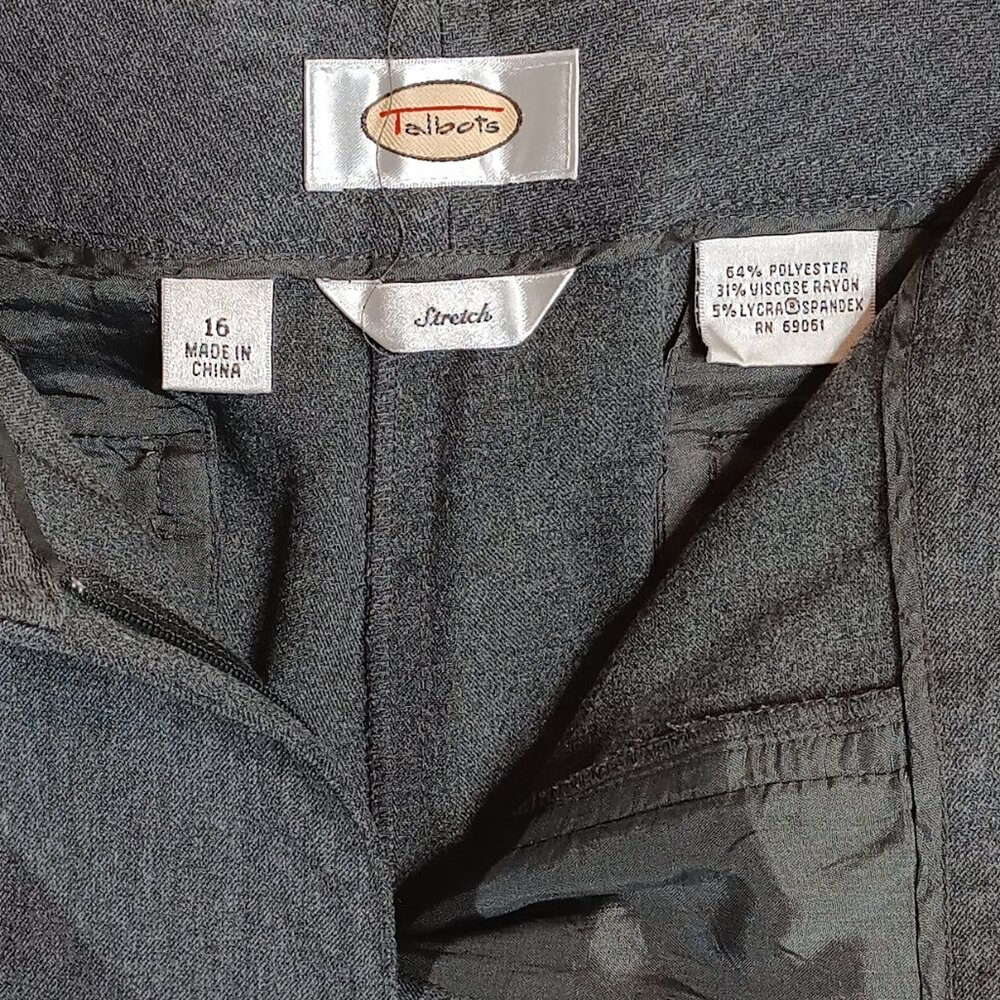 Talbots Capri Pants Women’s 16 Gray Stretch Wide Leg Pockets Office Career Chino - Picture 3 of 3